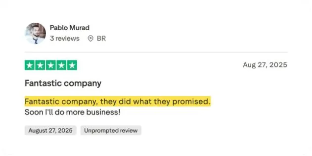 Pablo Murad's Trustpilot review