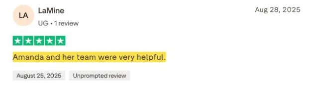 LaMine's Trustpilot review
