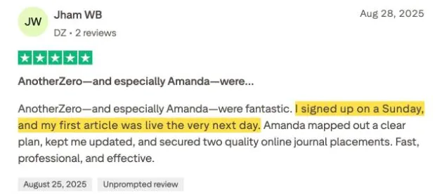 Jham WB's Trustpilot review