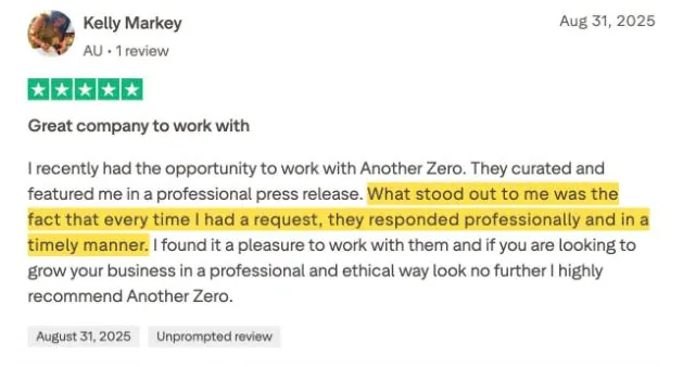 Kelly Markey's Trustpilot review