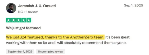 Jeremiah J. U. Omueti's Trustpilot review