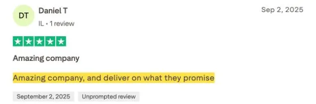Daniel T's Trustpilot review