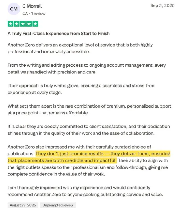 C Morrell's Trustpilot review
