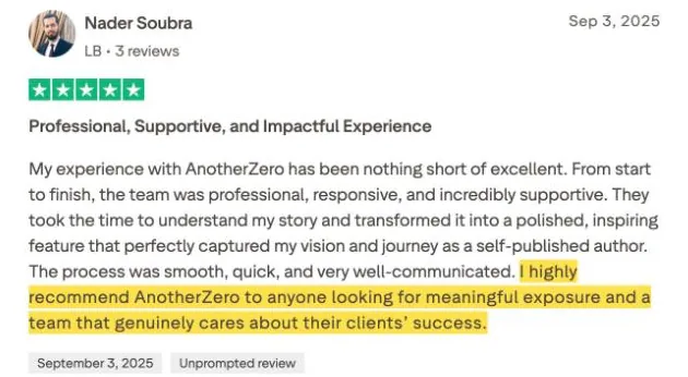 Nader Soubra's Trustpilot review