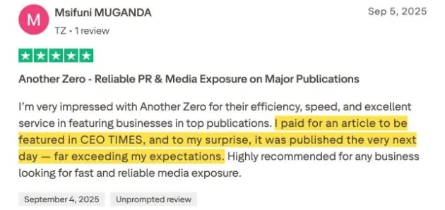 Msifuni MUGANDA's Trustpilot review