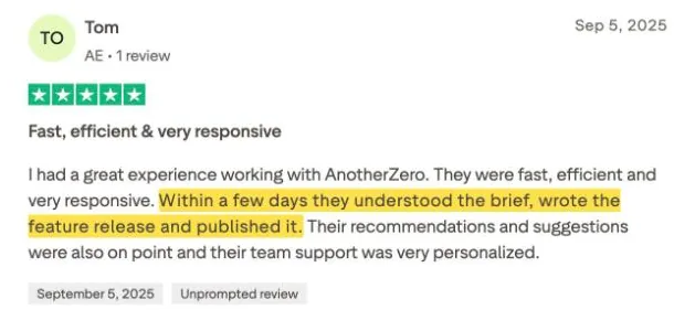 Tom's Trustpilot review