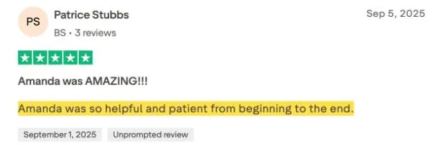Patrice Stubbs's Trustpilot review