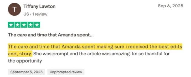 Tiffany Lawton's Trustpilot review