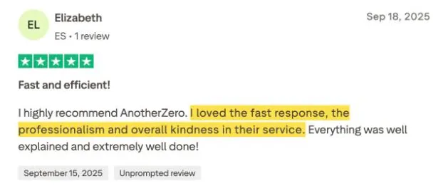 Elizabeth's Trustpilot review