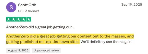 Scott Orth's Trustpilot review
