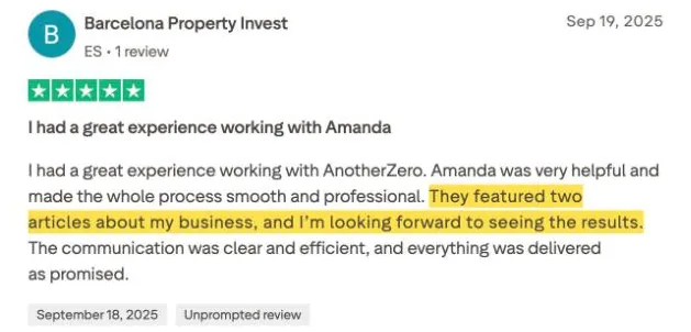Barcelona Property Invest's Trustpilot review