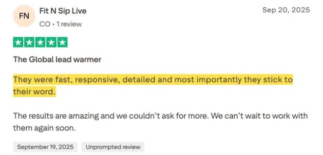 Fit N Sip Live's Trustpilot review