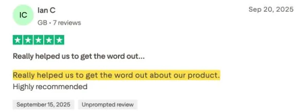 Ian C's Trustpilot review