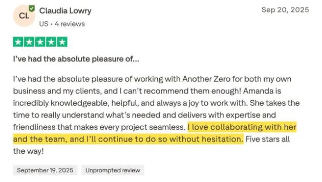 Claudia Lowry's Trustpilot review
