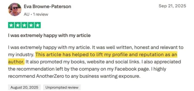 Eva Browne-Paterson's Trustpilot review