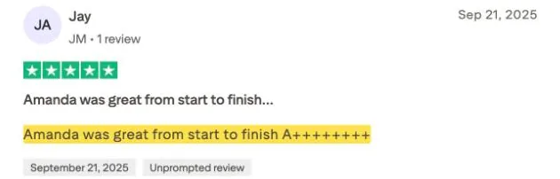 Jay's Trustpilot review
