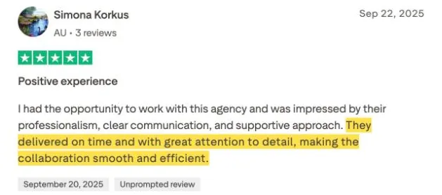 Simona Korkus's Trustpilot review