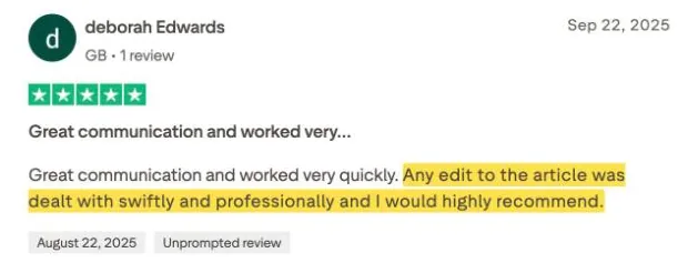 deborah Edwards's Trustpilot review