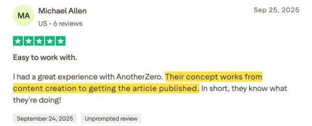 Michael Allen's Trustpilot review