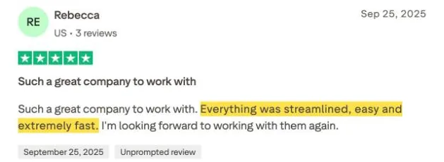 Rebecca's Trustpilot review