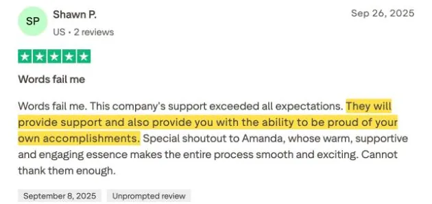 Shawn P.'s Trustpilot review