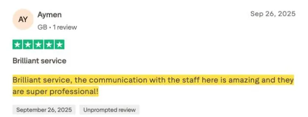 Aymen's Trustpilot review