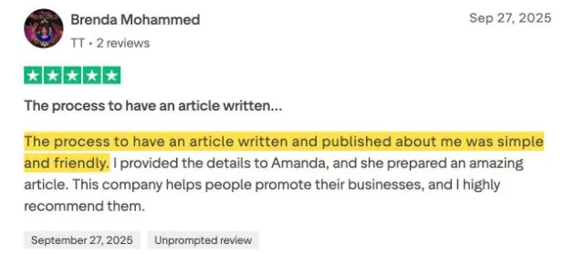 Brenda Mohammed's Trustpilot review