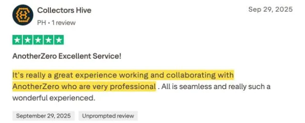 Collectors Hive's Trustpilot review