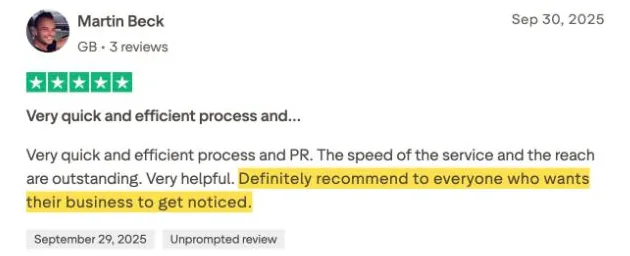 Martin Beck's Trustpilot review