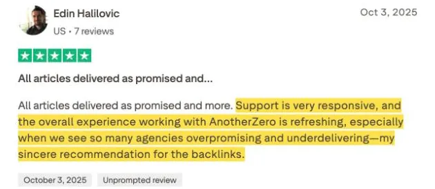 Edin Halilovic's Trustpilot review