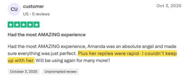 customer's Trustpilot review