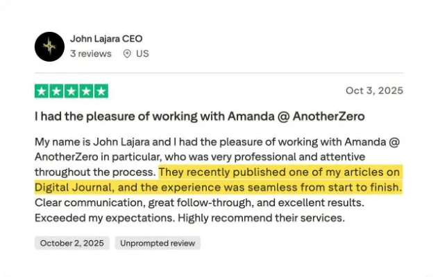 John Lajara CEO's Trustpilot review