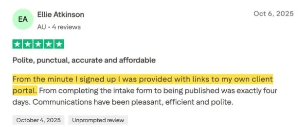 Ellie Atkinson's Trustpilot review