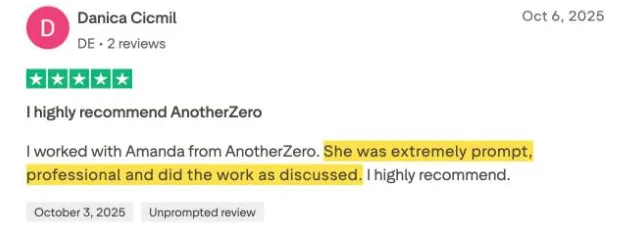 Danica Cicmil's Trustpilot review
