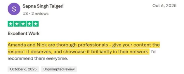 Sapna Singh Talgeri's Trustpilot review