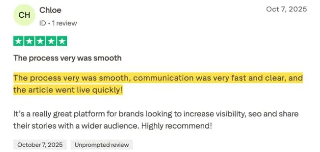 Chloe's Trustpilot review