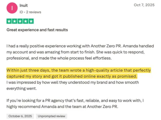 Inuit's Trustpilot review