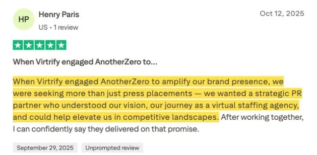 Henry Paris's Trustpilot review
