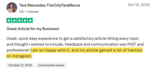 Tara Mercedes TheOnlyTaraMerce's Trustpilot review