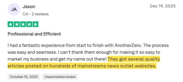 Jason's Trustpilot review