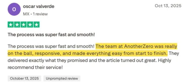 oscar valverde's Trustpilot review