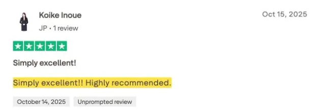 Koike Inoue's Trustpilot review