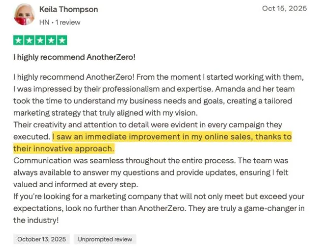 Keila Thompson's Trustpilot review