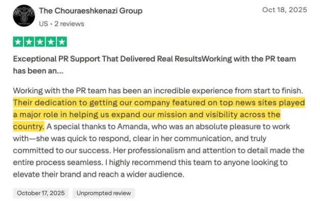 The Chouraeshkenazi Group's Trustpilot review