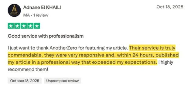Adnane El KHAILI's Trustpilot review