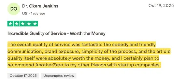 Dr. Okera Jenkins's Trustpilot review