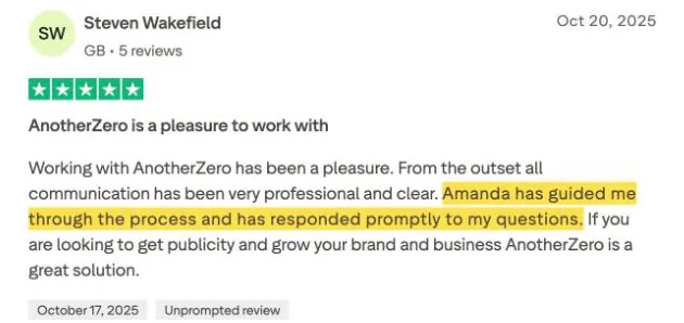 Steven Wakefield's Trustpilot review