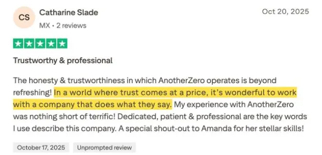 Catharine Slade's Trustpilot review