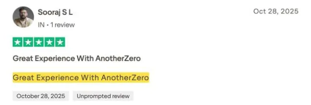 Sooraj S L's Trustpilot review