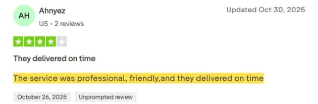 Ahnyez's Trustpilot review